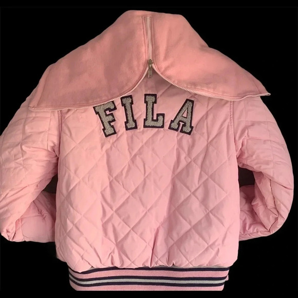 Fila Girls Reversible Hooded Varsity Wool Blend Puffy Quilted Jacket Zip-Up Sz L - Picture 5 of 16
